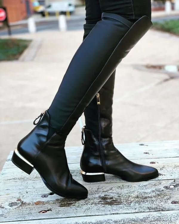 Vinci Leather Boots and Booties The Fairoks Black Leather Pointy Toe Knee High Boot 8211 Women