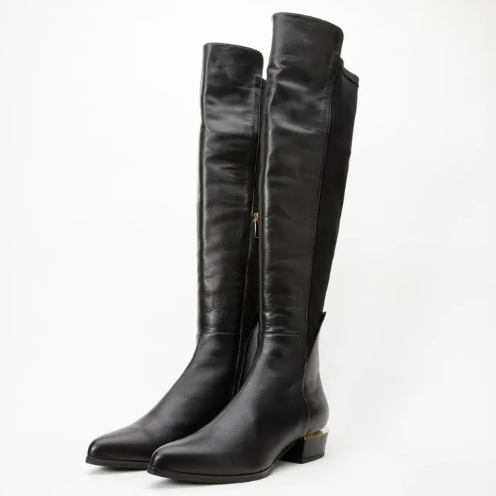 Vinci Leather Boots and Booties The Fairoks Black Leather Pointy Toe Knee High Boot 8211 Women