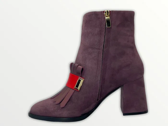 Vinci Leather Boots and Booties The Luksor Rose Suede Leather Block Heel Boot 8211 Women
