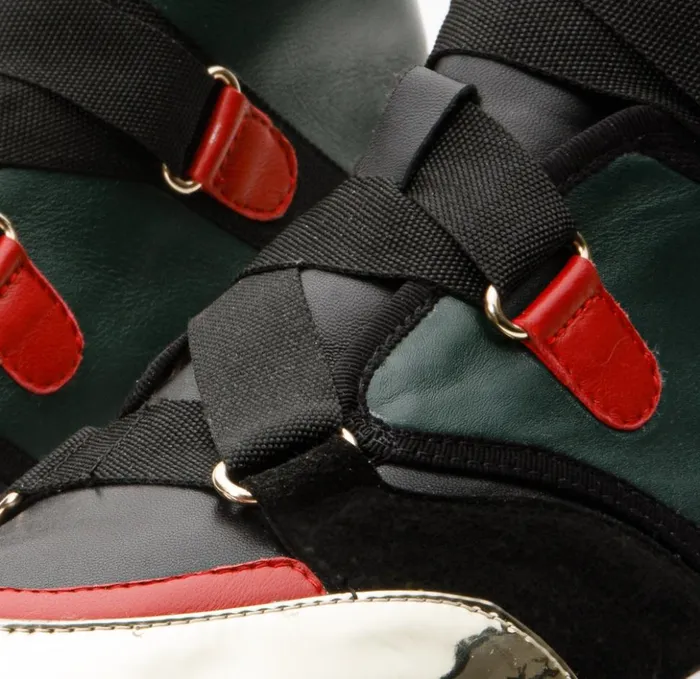 Vinci Leather Boots and Booties The Ottoman Green and Gold Leather Ankle Boot 8211 Women