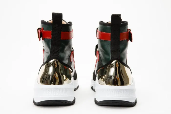 Vinci Leather Boots and Booties The Ottoman Green and Gold Leather Ankle Boot 8211 Women