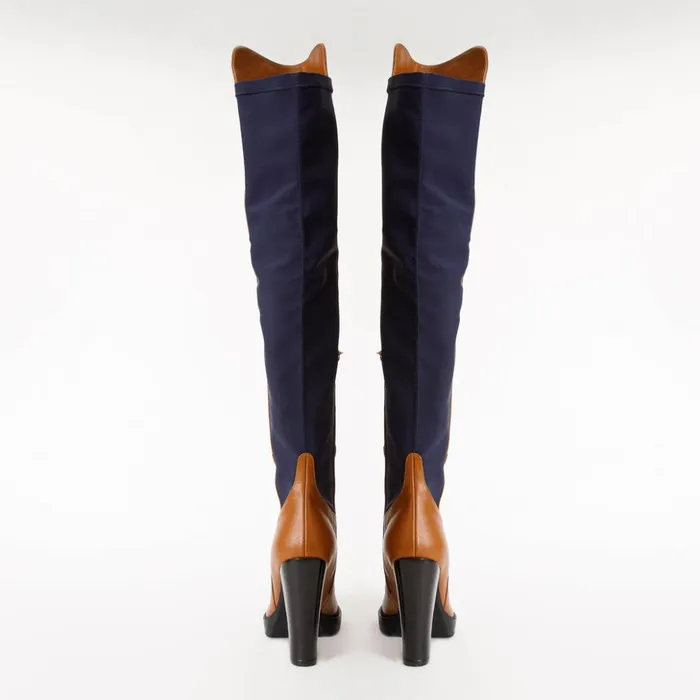Vinci Leather Boots and Booties The Sao Paulo Tan Leather Knee High Platform Heel Boot 8211 Women