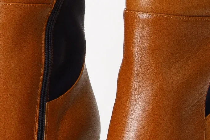Vinci Leather Boots and Booties The Sao Paulo Tan Leather Knee High Platform Heel Boot 8211 Women