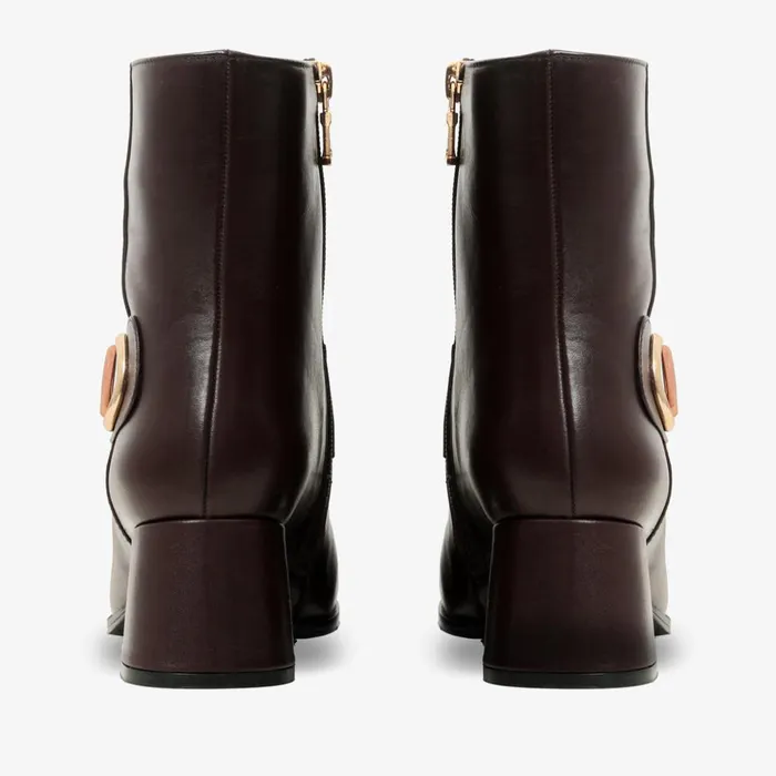 Vinci Leather Boots and Booties The Windsor Brown Leather Block Heel Boot 8211 Women