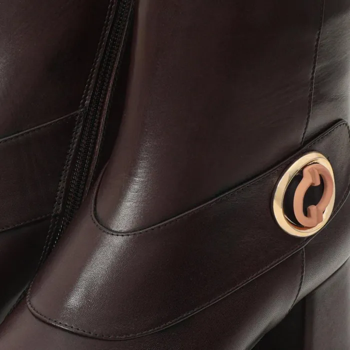 Vinci Leather Boots and Booties The Windsor Brown Leather Block Heel Boot 8211 Women