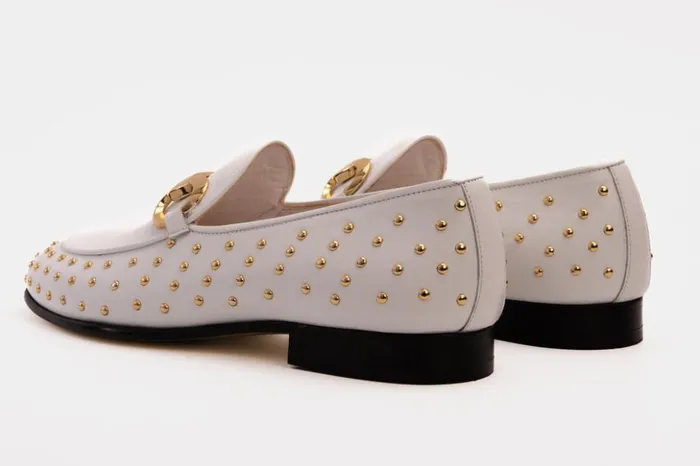 Vinci Leather Dress Shoes The Jupiter Shoe White Spike Leather Bit Dress Loafer Limited Edition Shoe 8211 Men