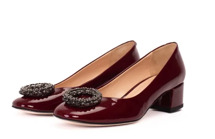 Vinci Leather Heels The Danish Burgundy Patent Leather Block Heel Pump Shoe 8211 Women