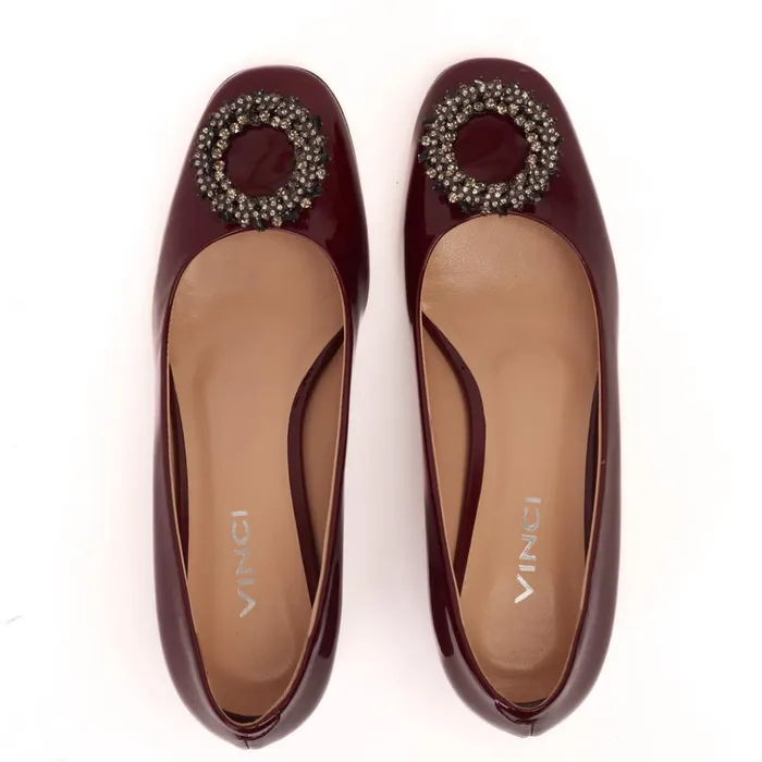 Vinci Leather Heels The Danish Burgundy Patent Leather Block Heel Pump Shoe 8211 Women