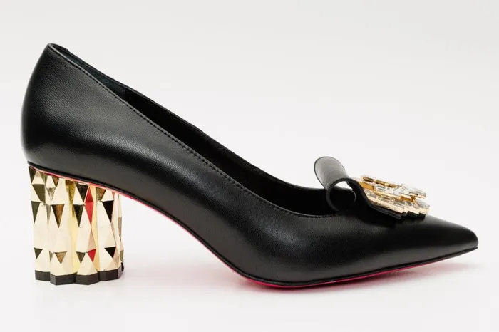 Vinci Leather Heels The Love Black Leather Block Heel Pump Shoe 8211 Women