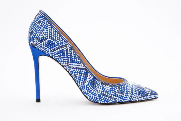 Vinci Leather Heels The Nampula Sax Blue Glitter Leather Pump Shoe 8211 Women