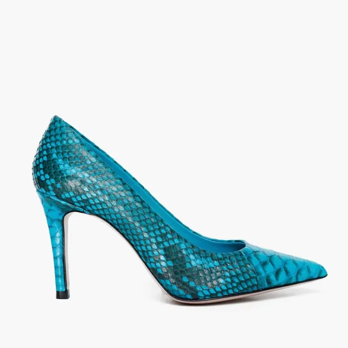 Vinci Leather Heels The Queenn Turquoise Pythn Leather Pump Shoe 8211 Women