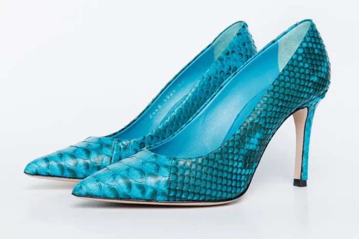 Vinci Leather Heels The Queenn Turquoise Pythn Leather Pump Shoe 8211 Women