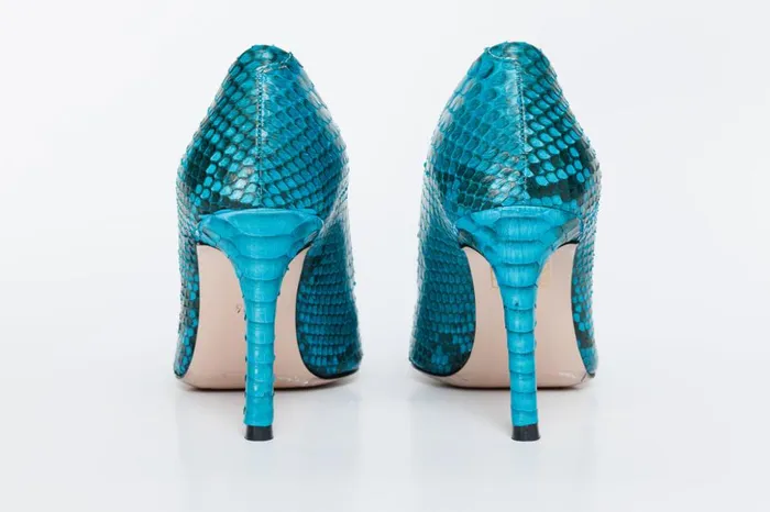 Vinci Leather Heels The Queenn Turquoise Pythn Leather Pump Shoe 8211 Women