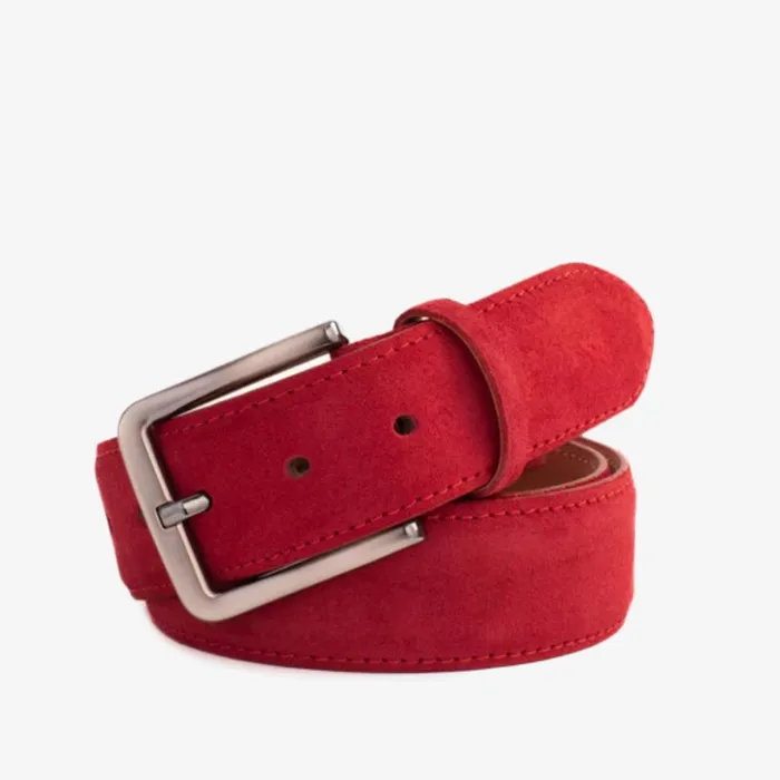 Vinci Leather Leather Belts The Bari Red Suede Leather Belt 8211 Men