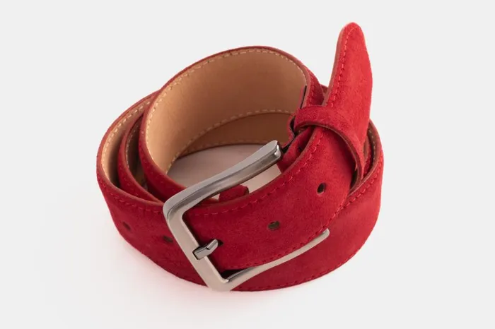 Vinci Leather Leather Belts The Bari Red Suede Leather Belt 8211 Men