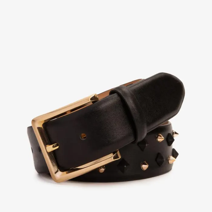 Vinci Leather Leather Belts The Infanta Black Spike Leather Belt 8211 Men