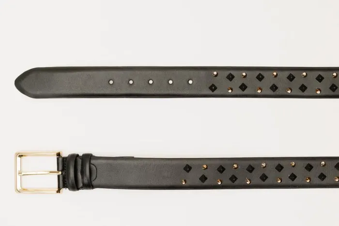 Vinci Leather Leather Belts The Infanta Black Spike Leather Belt 8211 Men