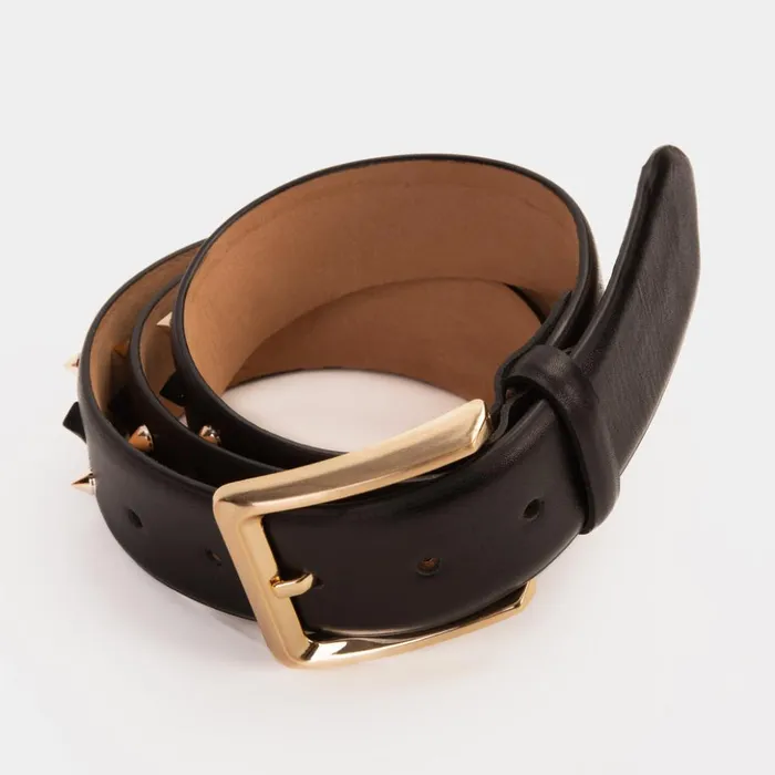 Vinci Leather Leather Belts The Infanta Black Spike Leather Belt 8211 Men