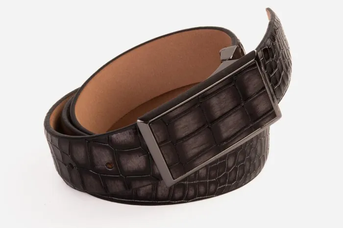 Vinci Leather Leather Belts The Mississippi Gray Leather Belt 8211 Men