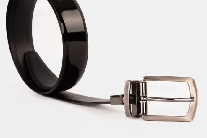 Vinci Leather Leather Belts The Sun Reversible Black Patent Leather Belt 8211 Men