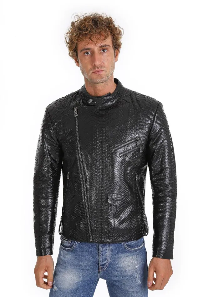 Vinci Leather Leather Jackets The Aristes Pythn Black Leather Jacket 8211 Men