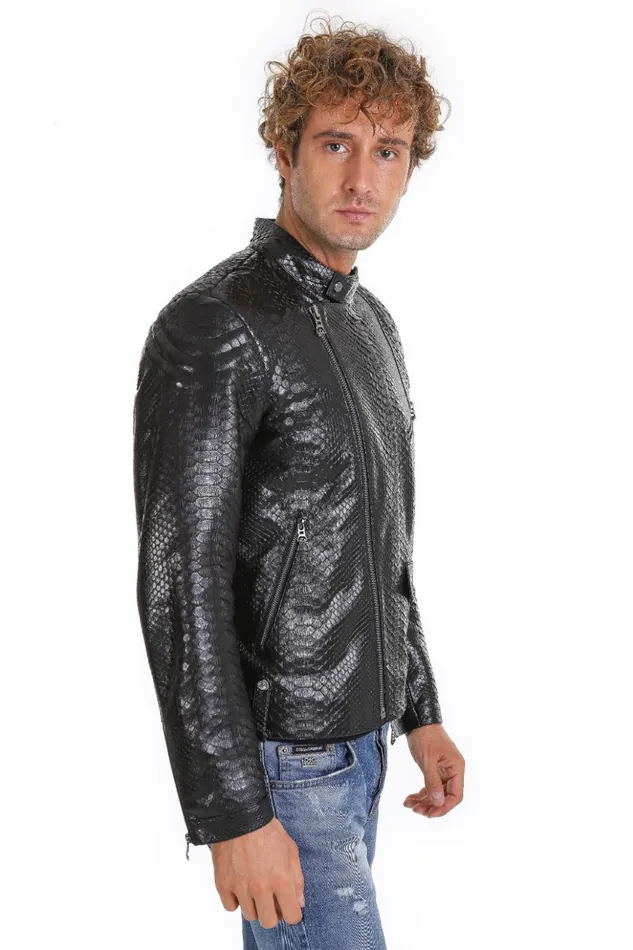 Vinci Leather Leather Jackets The Aristes Pythn Black Leather Jacket 8211 Men