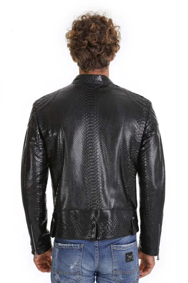 Vinci Leather Leather Jackets The Aristes Pythn Black Leather Jacket 8211 Men