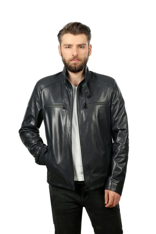 Vinci Leather Leather Jackets The Leroy Navy Blue Leather Jacket 8211 Men