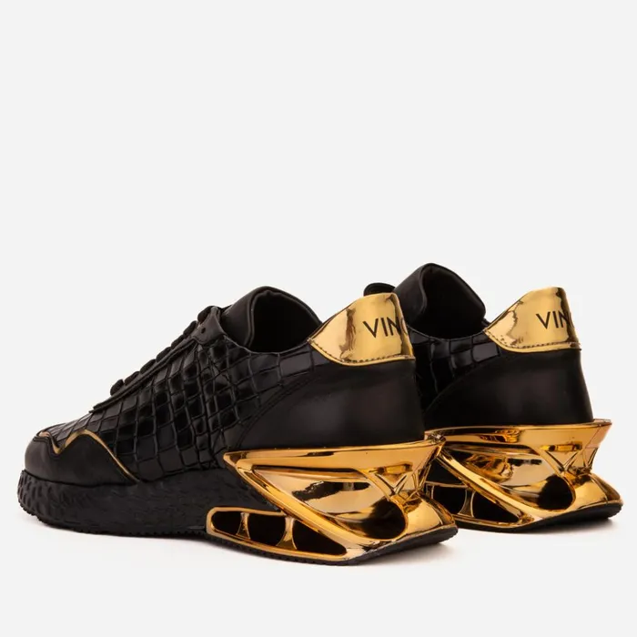 Vinci Leather Sneakers The Bellagio Black and Gold Leather Sneaker 8211 Men