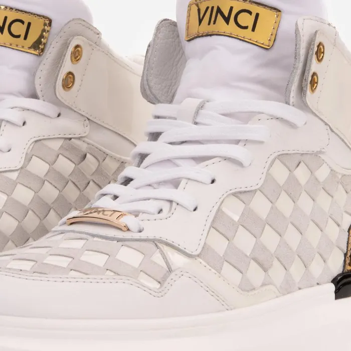 Vinci Leather Sneakers The Eugene White and Gold Woven Leather HighTop Sneaker 8211 Men