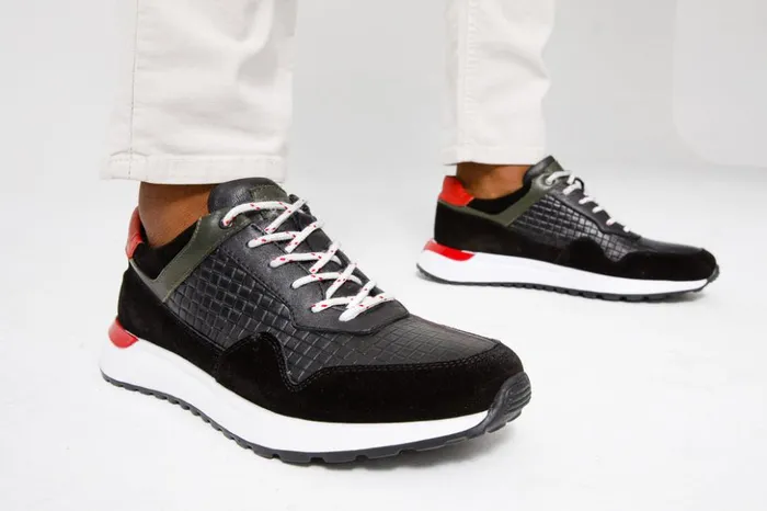 Vinci Leather Sneakers The Rakka Black and Red Leather Sneaker 8211 Men
