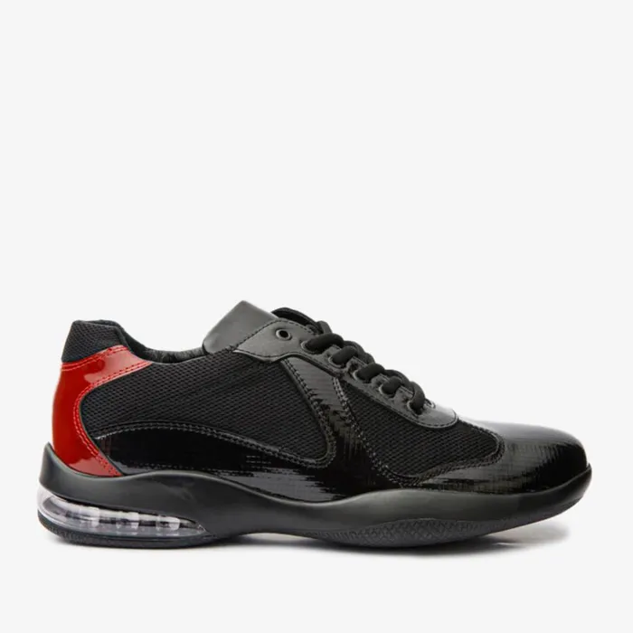 Vinci Leather Sneakers The Zona Black and Red Leather Sneaker 8211 Men