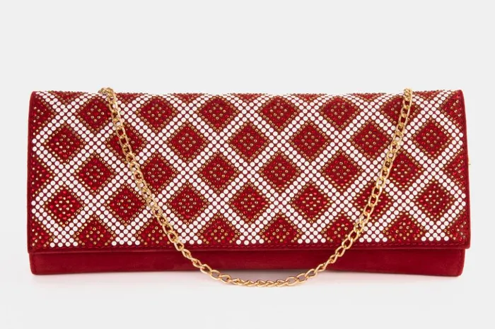Vinci Leather Women Bags The Nampula Red Glitter Suede Leather Clutch 8211 Women