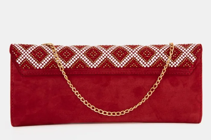 Vinci Leather Women Bags The Nampula Red Glitter Suede Leather Clutch 8211 Women