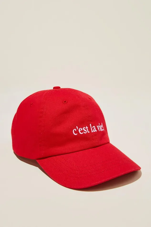 Vintage Dad Hat Washed Redc Est La Vie Men Cotton On Hats