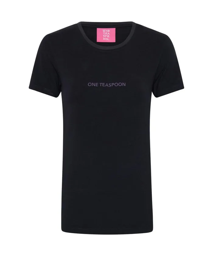 WASHED BLACK SMILEY LOGO FITTED TEE Women One Teaspoon Tees and Tanks WASHED BLACK SMILEY LOGO FITTED TEE Women One Teaspoon Tees and Tanks