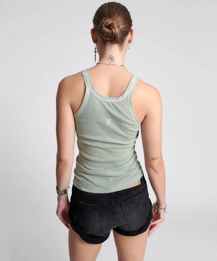 WASHED KHAKI BOWER BIRD SINGLET Women One Teaspoon Tees and Tanks WASHED KHAKI BOWER BIRD SINGLET Women One Teaspoon Tees and Tanks