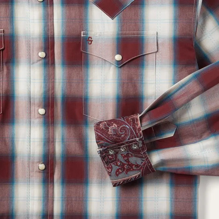 Wine Plaid Shirt Wine Men Stetson Classic Cut