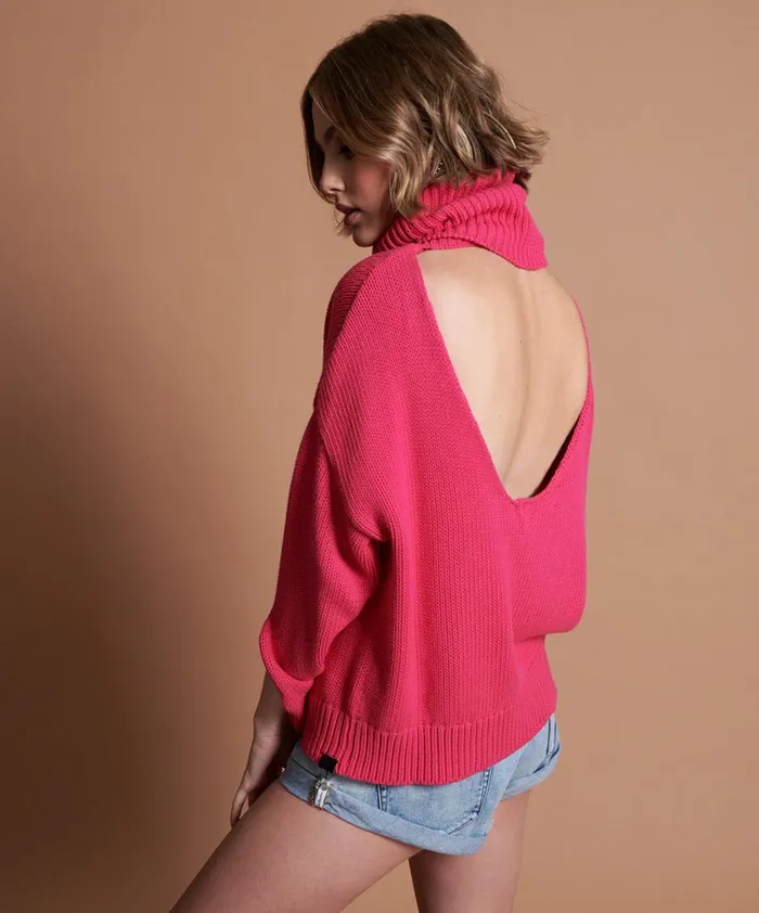 WINONA BACKLESS SWEATER PINK Women One Teaspoon Knitwear WINONA BACKLESS SWEATER PINK Women One Teaspoon Knitwear