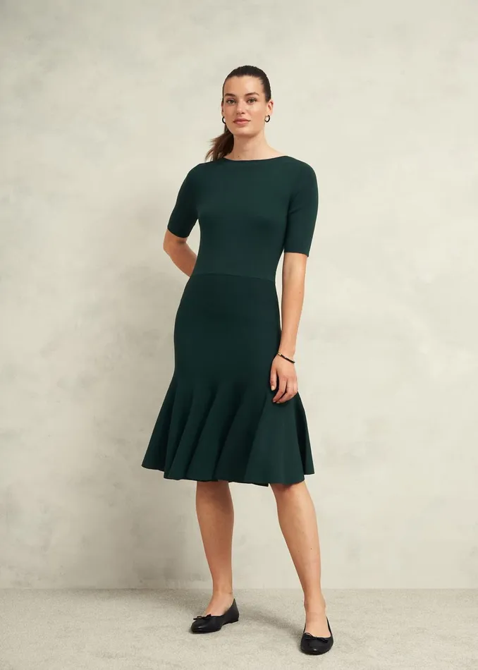 Women Abbie Knitted Dress Samphire Green Hobbs Dresses and Jumpsuits