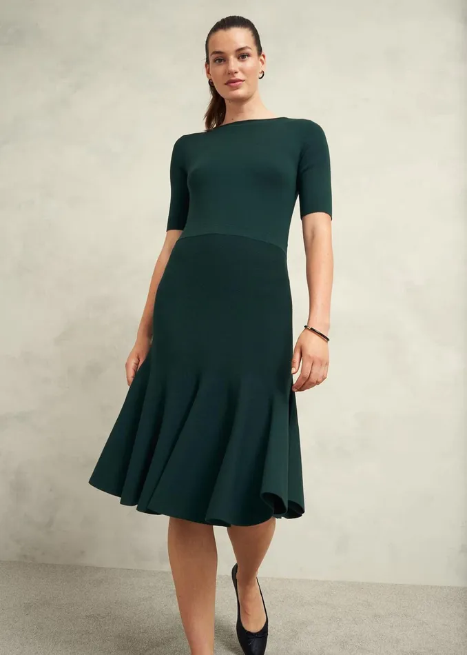 Women Abbie Knitted Dress Samphire Green Hobbs Dresses and Jumpsuits
