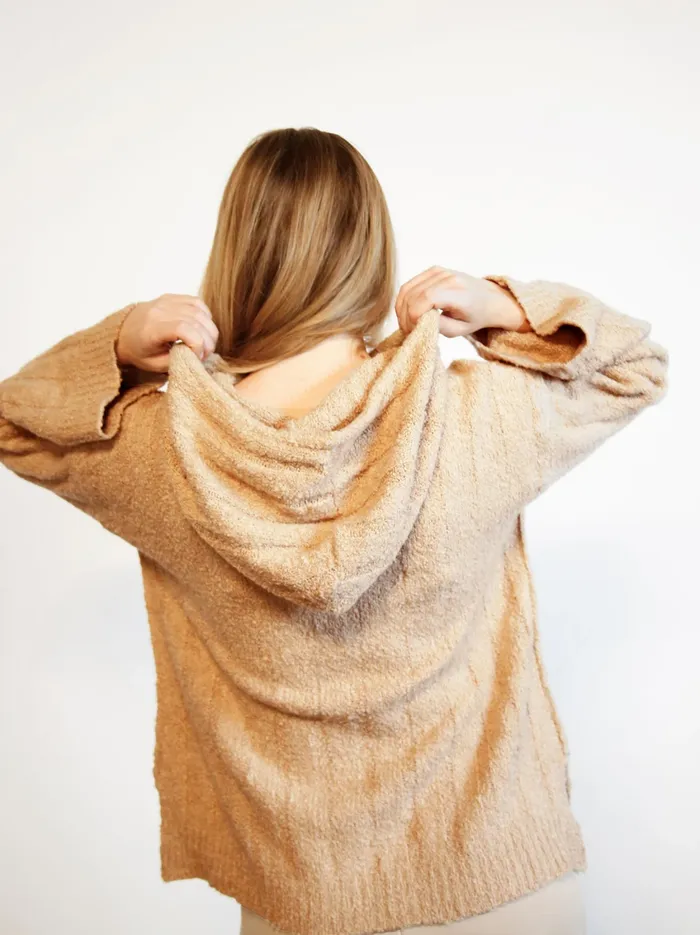 Women Able Harlow Boucle Sweater Hoodie Camel Tops