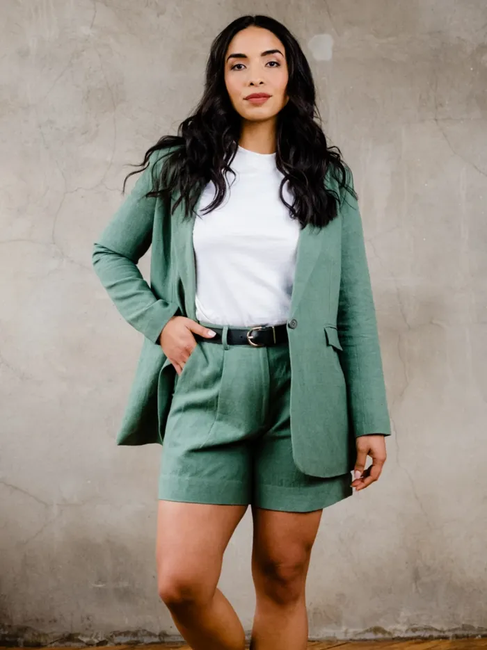 Women Able Heather Linen Blazer Driftwood Coats and Jackets