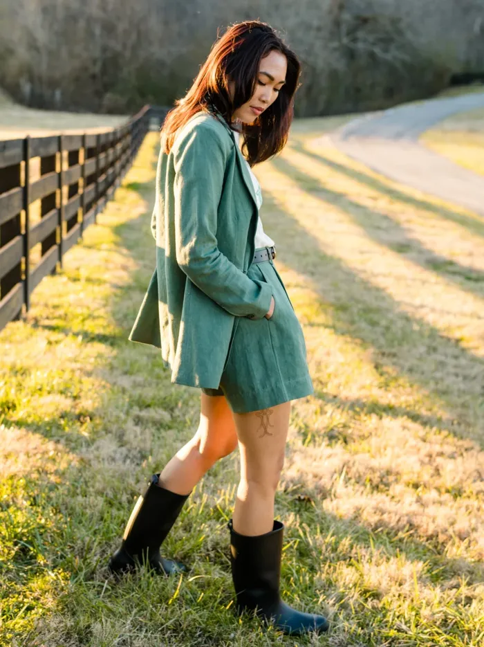 Women Able Heather Linen Blazer Driftwood Coats and Jackets