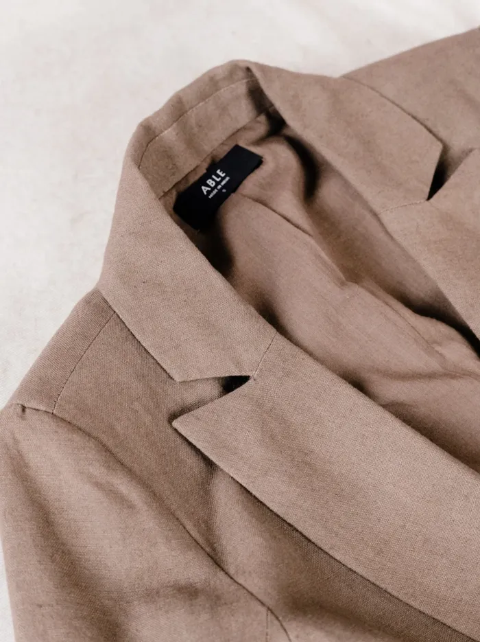 Women Able Heather Linen Blazer Driftwood Coats and Jackets