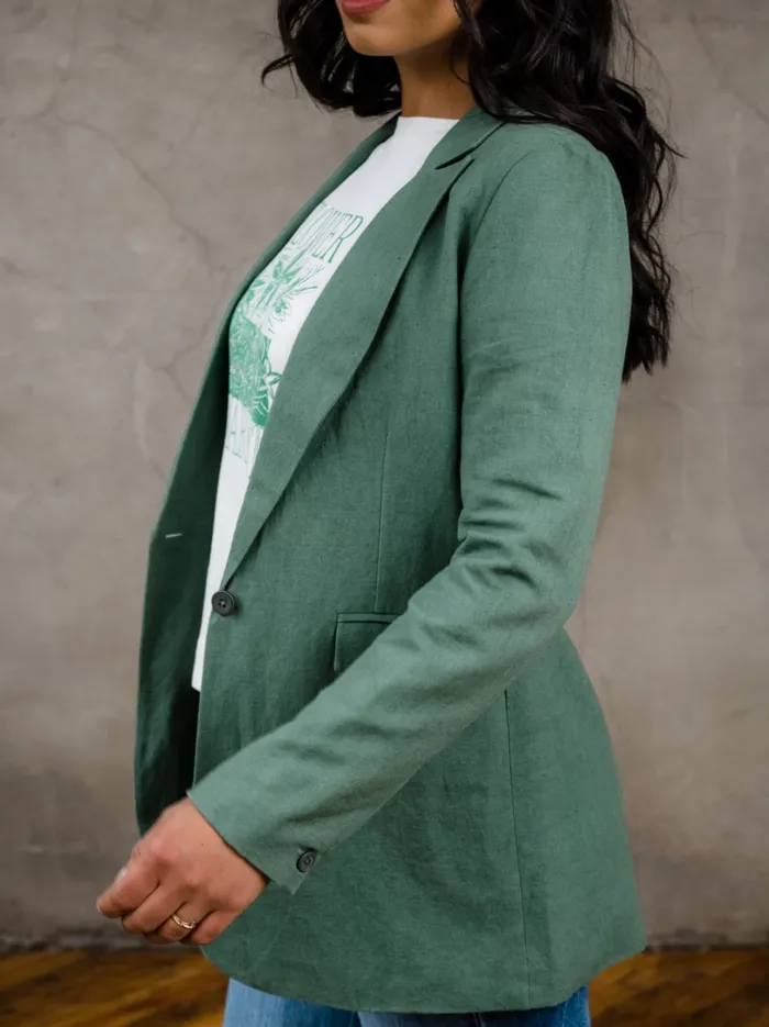 Women Able Heather Linen Blazer Driftwood Coats and Jackets