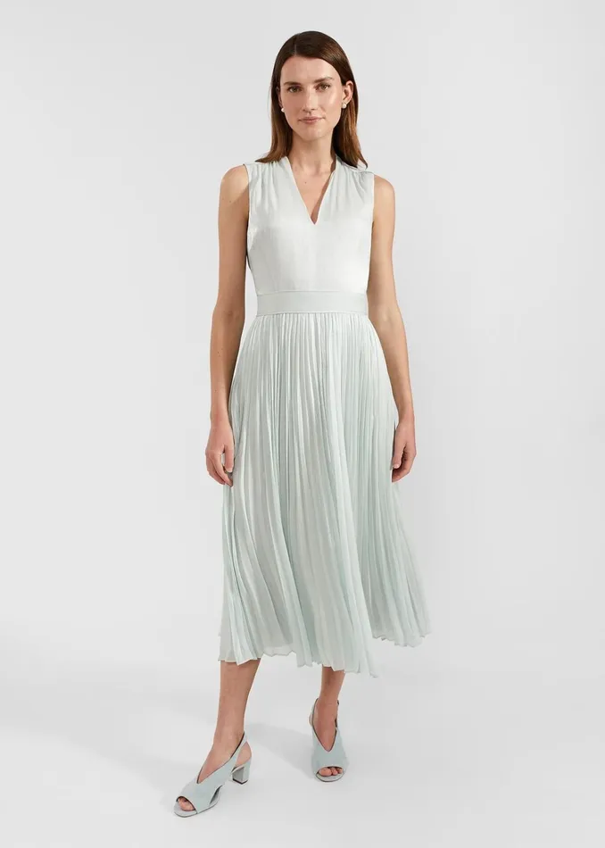 Women Alexandra Pleated Dress Sage Green Hobbs Dresses and Jumpsuits
