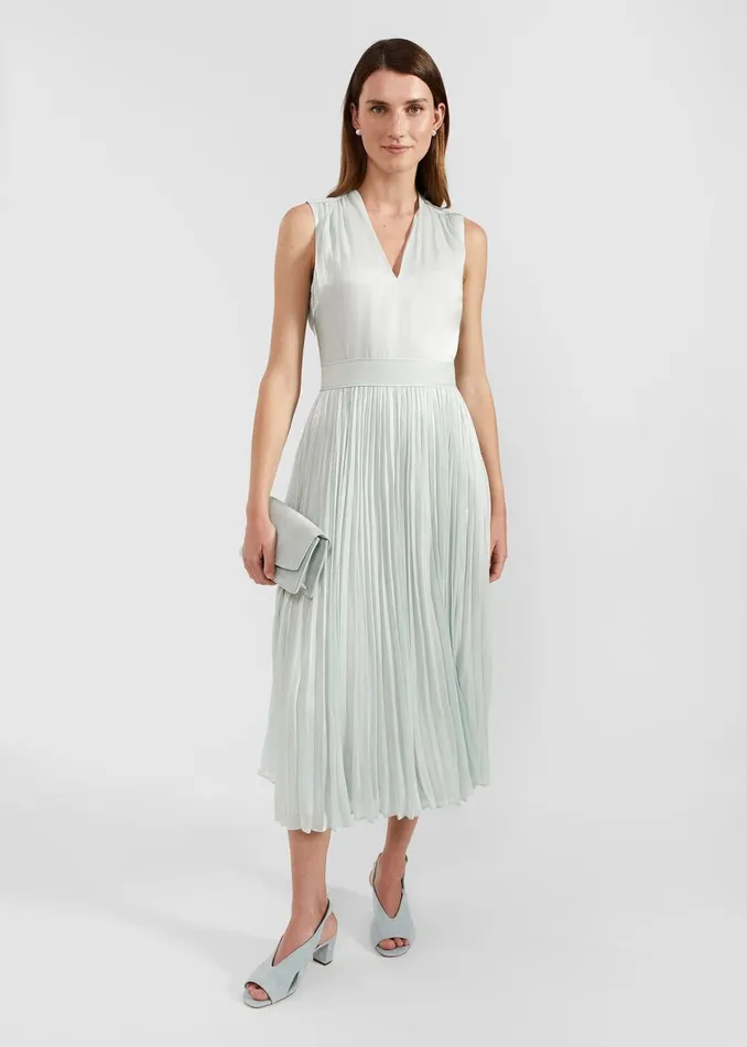 Women Alexandra Pleated Dress Sage Green Hobbs Dresses and Jumpsuits