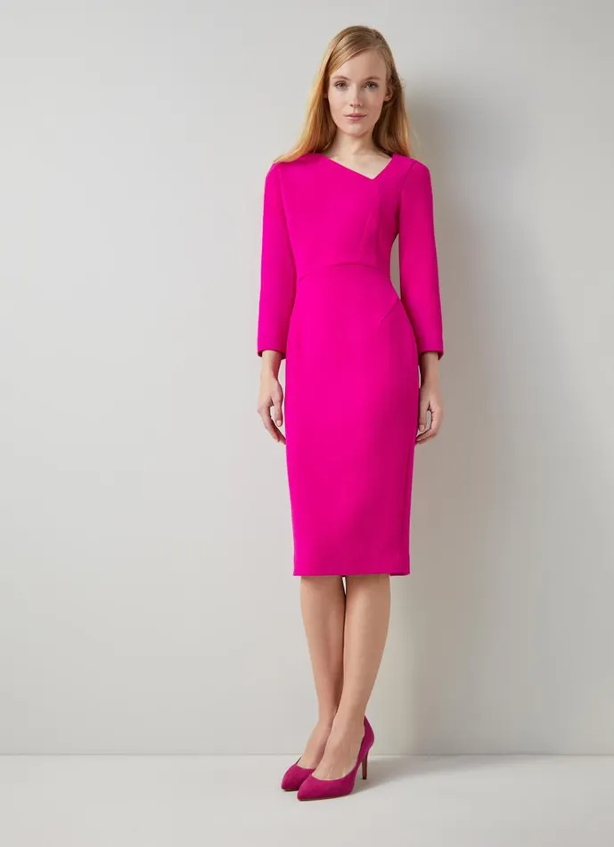 Women Alexis Pink Wool Crepe Shift Dress Orchid LKBennett Dresses