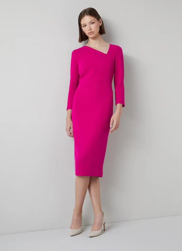 Women Alexis Pink Wool Crepe Shift Dress Pink LKBennett Dresses